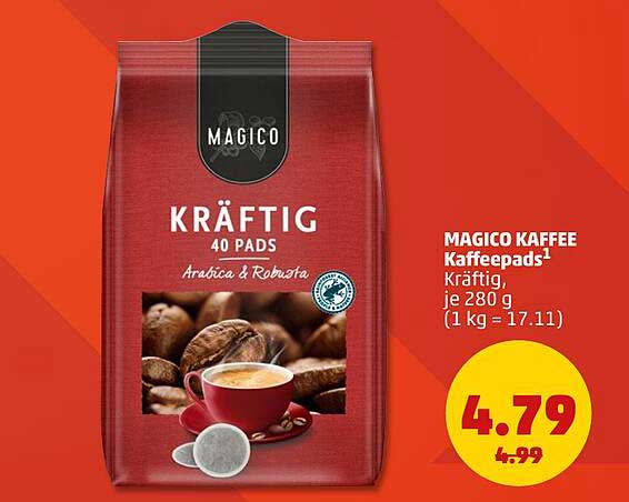 MAGICO KAFFEE Kaffeepads¹ Kräftig, je 280 g (1 kg = 17.11)