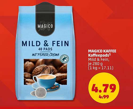 MAGICO KAFFEE Kaffeepads¹ Mild & Fein, je 280 g (1 kg = 17.11)