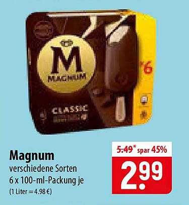Magnum verschiedene Sorten 6 x 100-ml-Packung je
