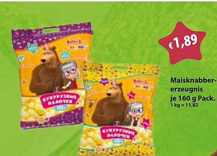 Maisknabber-erzeugnis je 160 g Pack. 1 kg = 11,82