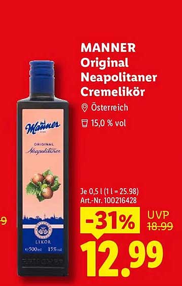 MANNER Original Neapolitaner Cremelikör