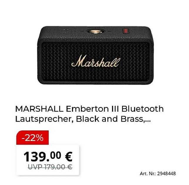 MARSHALL Emberton III Bluetooth Lautsprecher, Black and Brass,...