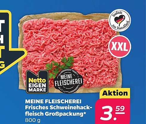 MEINE FLEISCHEREI Frisches Schweinehackfleisch Großpackung* 800 g