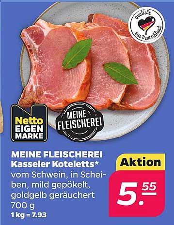 MEINE FLEISCHEREI Kasseler Koteletts* vom Schwein, in Scheiben, mild gepökelt, goldgelb geräuchert 700 g