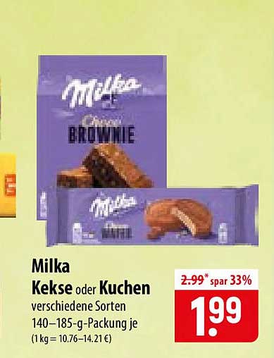 Milka Kekse oder Kuchen verschiedene Sorten 140–185-g-Packung je