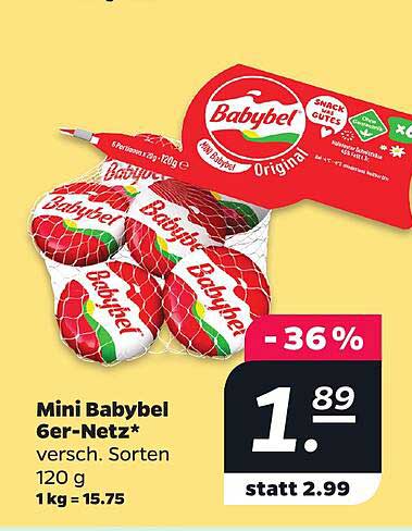 Mini Babybel 6er-Netz* versch. Sorten 120 g 1 kg = 15.75