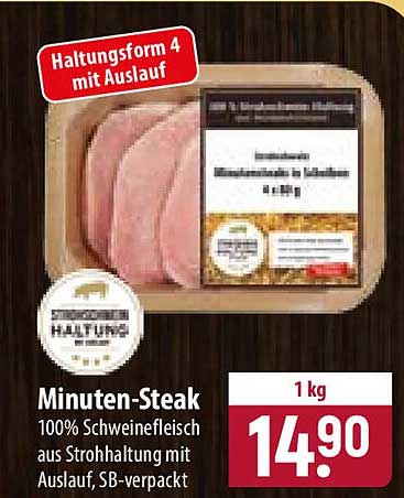 Minuten-Steak 100% Schweinefleisch aus Strohhaltung mit Auslauf, SB-verpackt