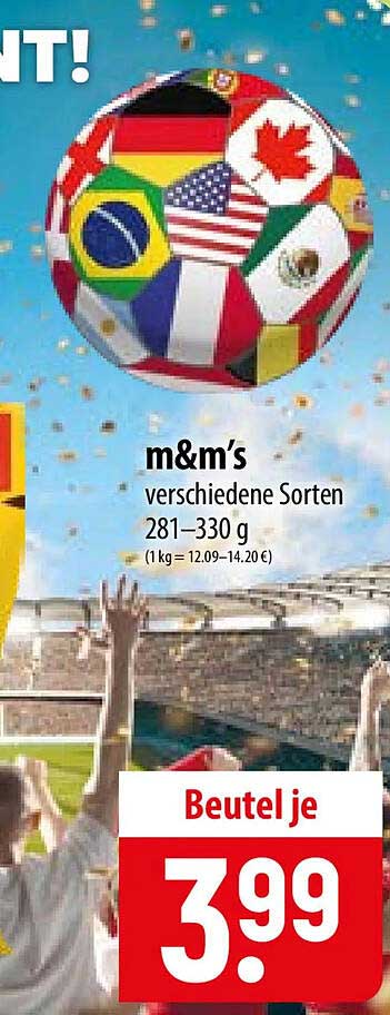 m&m’s verschiedene Sorten 281–330 g