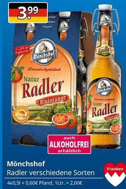 Mönchshof Radler verschiedene Sorten