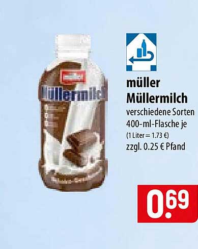müller Müllermilch verschiedene Sorten 400-ml-Flasche je