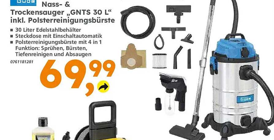 Nass- & Trockensauger „GNTS 30 L“ inkl. Polsterreinigungsbürste