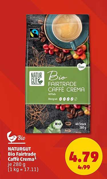 NATURGUT Bio Fairtrade Caffè Crema¹ je 280 g (1 kg = 17.11)