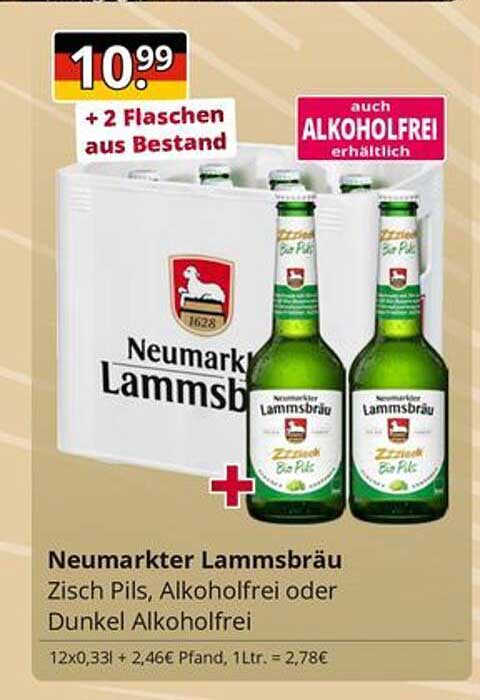Neumarkter Lammsbräu Zisch Pils, Alkoholfrei oder Dunkel Alkoholfrei