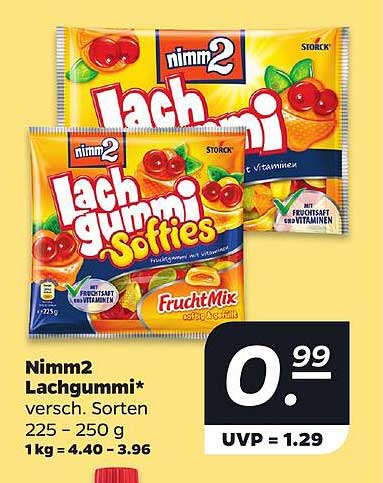 Nimm2 Lachgummi* versch. Sorten 225 - 250 g 1kg = 4.40 - 3.96