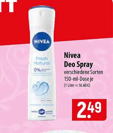 Nivea Deo Spray verschiedene Sorten 150-ml-Dose je