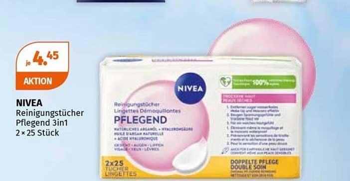 NIVEA Reinigungstücher Pflegend 3in1 2 × 25 Stück