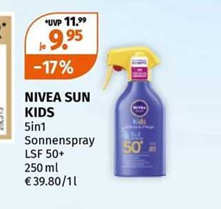 NIVEA SUN KIDS 5in1 Sonnenspray LSF 50+ 250 ml € 39.80/1l