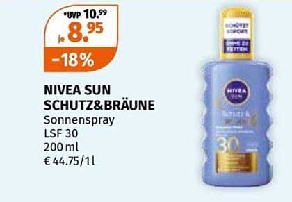 NIVEA SUN SCHUTZ&BRÄUNE Sonnenspray LSF 30 200 ml € 44.75 / 1 l