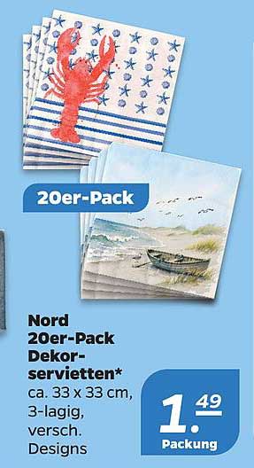 Nord 20er-Pack Dekor-servietten* ca. 33 x 33 cm, 3-lagig, versch. Designs