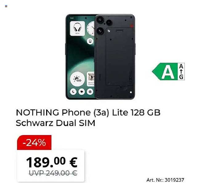 NOTHING Phone (3a) Lite 128 GB Schwarz Dual SIM