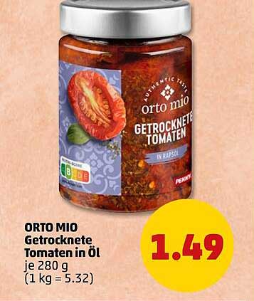 ORTO MIO Getrocknete Tomaten in Öl je 280 g (1 kg = 5.32)