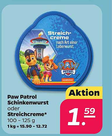 Paw Patrol Schinkenwurst oder Streichcreme* 100 - 125 g 1 kg = 15,90 - 12,72