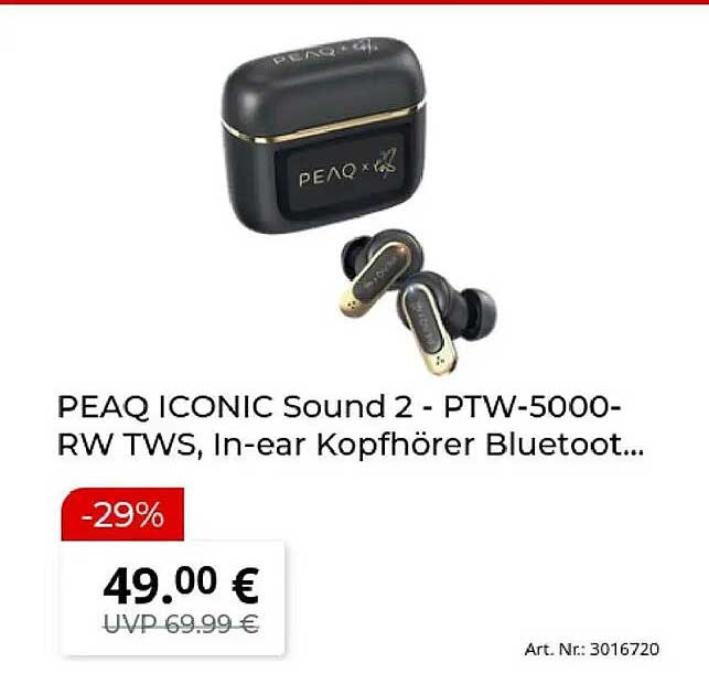 PEAQ ICONIC Sound 2 - PTW-5000-RW TWS, In-ear Kopfhörer Bluetooth...