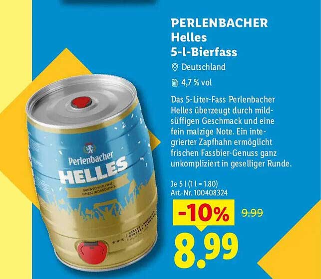 PERLENBACHER Helles 5-l-Bierfass