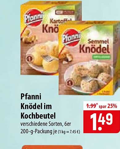 Pfanni Knödel im Kochbeutel