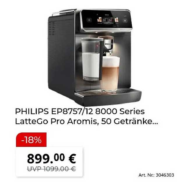 PHILIPS EP8757/12 8000 Series LatteGo Pro Aromis, 50 Getränke...