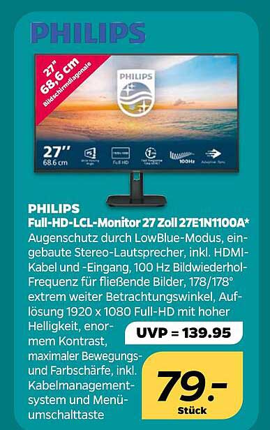 PHILIPS Full-HD-LCL-Monitor 27 Zoll 27E1N1100A*