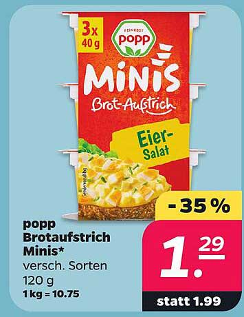 popp Brotaufstrich Minis* versch. Sorten 120 g