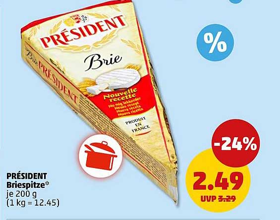 PRÉSIDENT Briespitze* je 200 g (1 kg = 12.45)