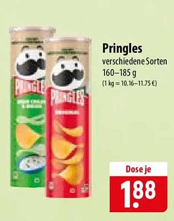 Pringles verschiedene Sorten 160–185 g