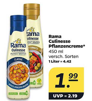 Rama Culinesse Pflanzencreme* 450 ml versch. Sorten 1 Liter = 4.42