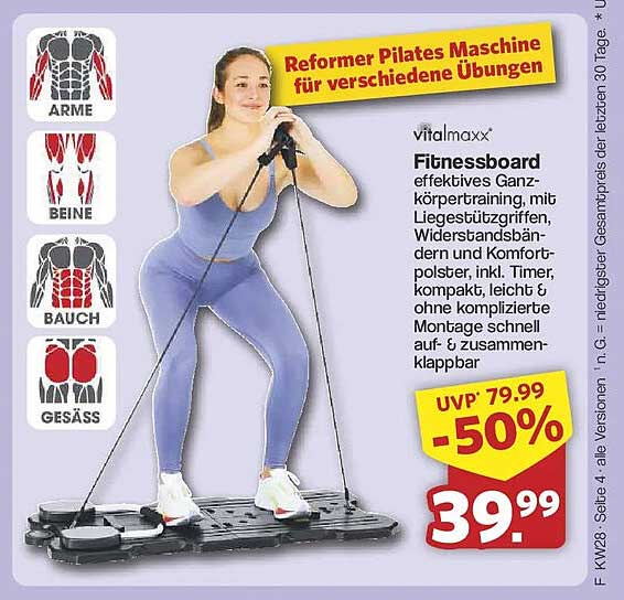 Reformer Pilates Maschine für verschiedene Übungen
