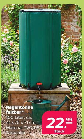 Regentonne faltbar* 100 Liter, ca. 41 x 75 x 71 cm Material PVC/PE Tarpaulin