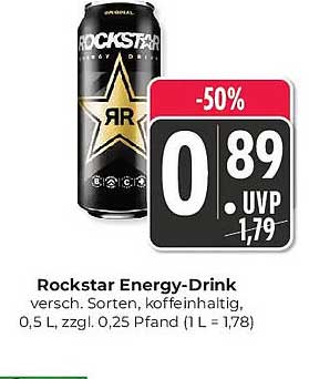 Rockstar Energy-Drink, Versch. Sorten, koffeinhaltig, 0,5 L, zzgl. 0,25 Pfand (1 L = 1,78)