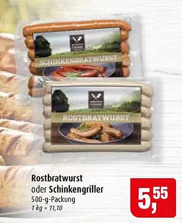 Rostbratwurst oder Schinkenbratwurst