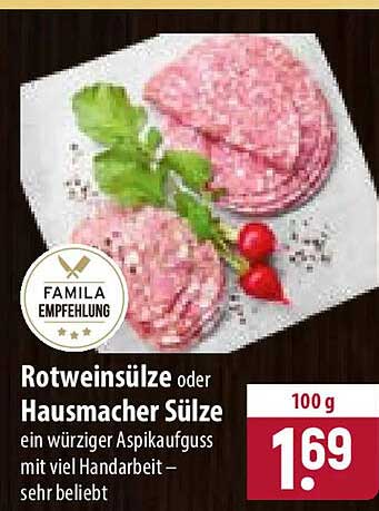 Rotweinsülze oder Hausmacher Sülze
