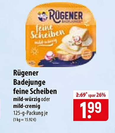 Rügener Badejunge feine Scheiben mild-würzig oder mild-cremig 125-g-Packung je