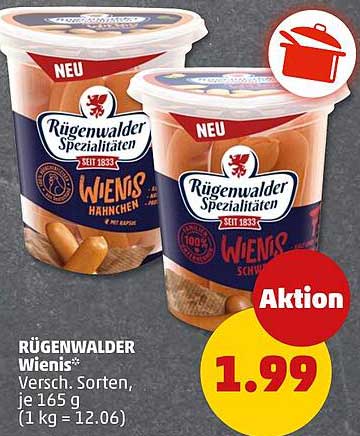 Rügenwalder Wienies* Versch. Sorten, je 165 g (1 kg = 12.06)