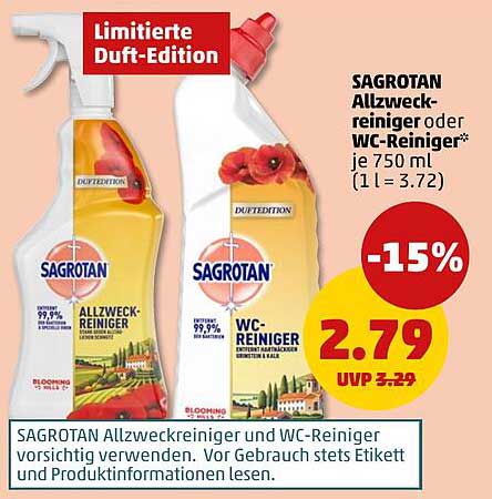 SAGROTAN Allzweckreiniger oder WC-Reiniger* je 750 ml (1 l = 3.72)