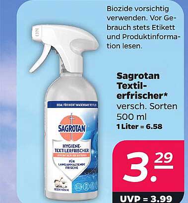 Sagrotan Textil-erfrischer* versch. Sorten 500 ml 1 Liter = 6.58