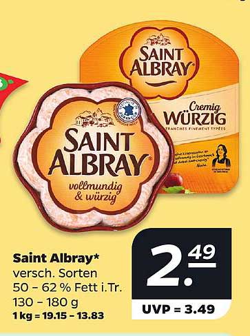 Saint Albray* versch. Sorten 50 - 62 % Fett i. Tr. 130 - 180 g
