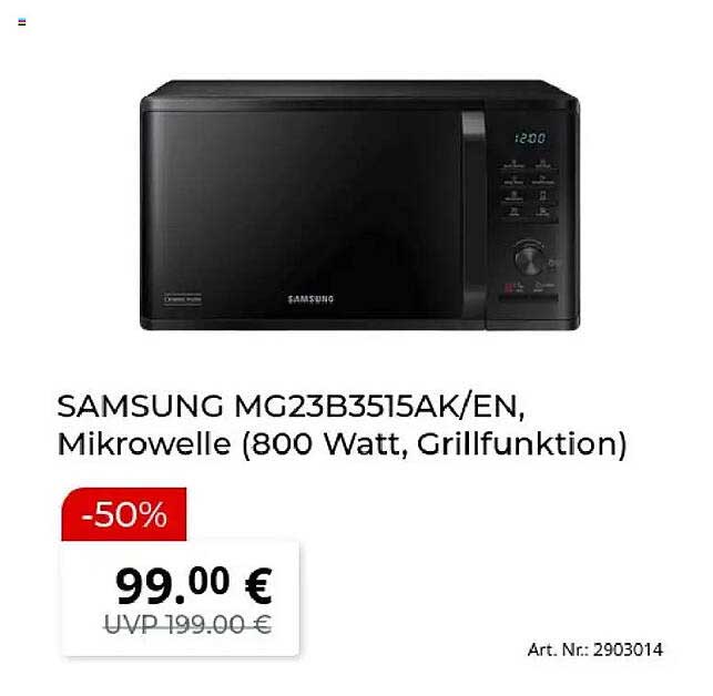 SAMSUNG MG23B3515AK/EN, Mikrowelle (800 Watt, Grillfunktion)