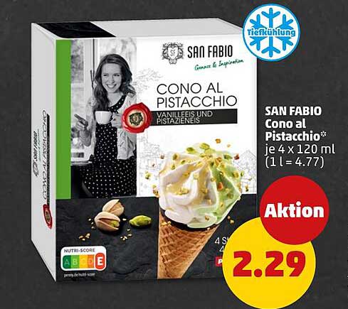SAN FABIO Cono al Pistacchio je 4 x 120 ml (1 l = 4.77)