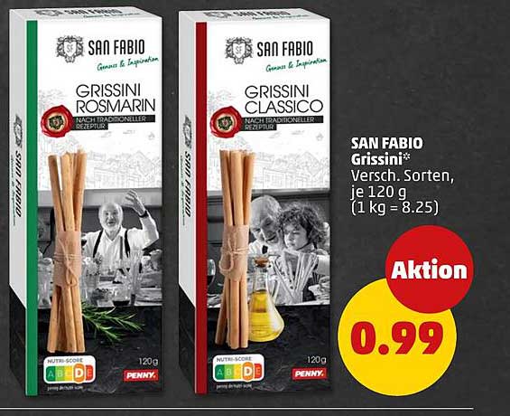 SAN FABIO Grissini* Versch. Sorten, je 120 g (1 kg = 8.25)