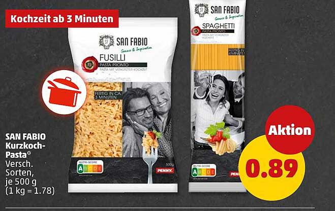 SAN FABIO Kurzkkoch-Pasta* versch. Sorten, je 500 g (1 kg = 1,78)
