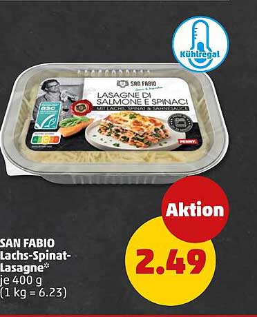 SAN FABIO Lachs-Spinat-Lasagne* je 400 g (1 kg = 6.23)